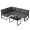 Outdoor Patio Furniture Set 4-Piece Metal Frame Cushioned Loveseat Armless Sofas Coffee Table
